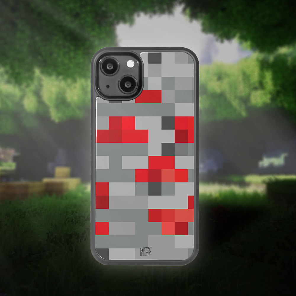 Red Stone Block Pattern Glass Phone Case