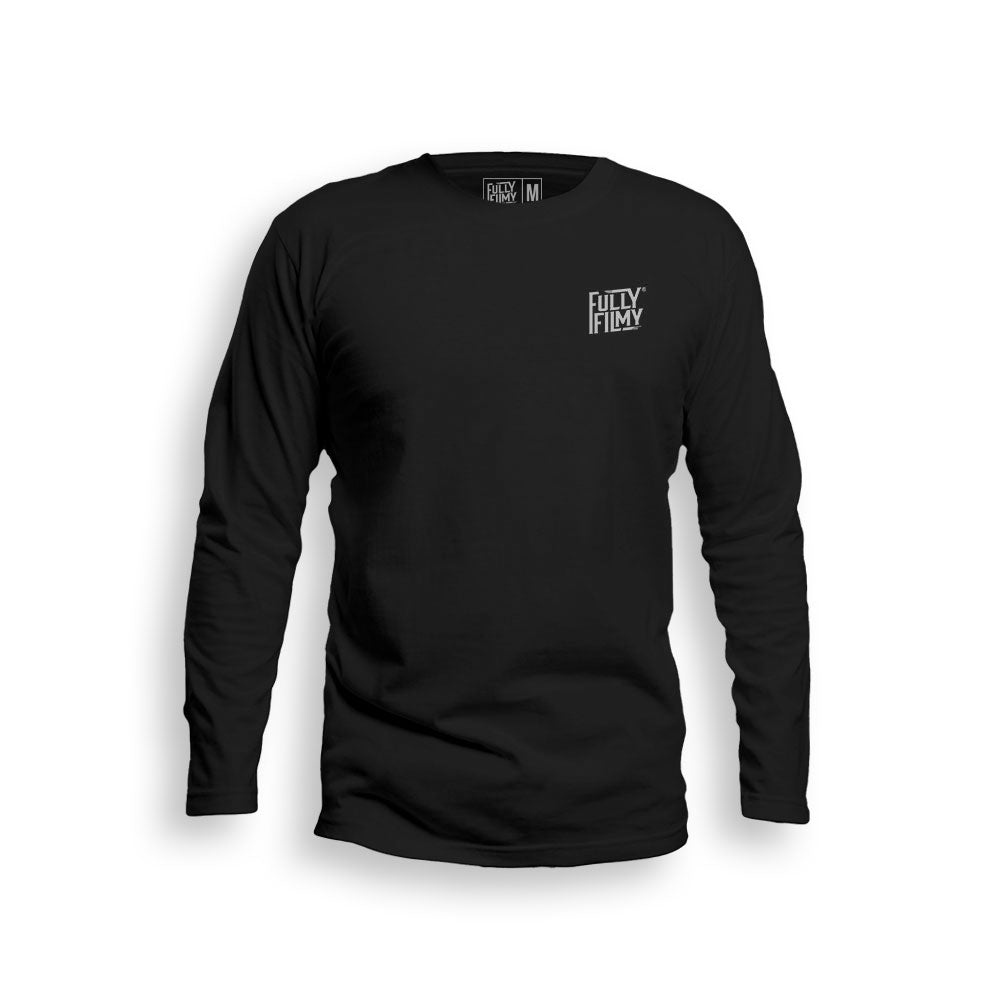 FF Grey Logo Black Full Sleeve T-Shirt (Left Pocket) – Fully Filmy