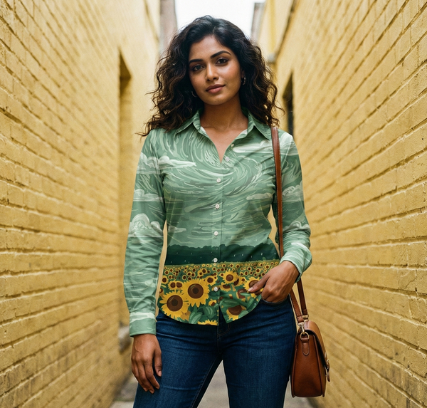 Sunflower Skies Women's Linen Shirt