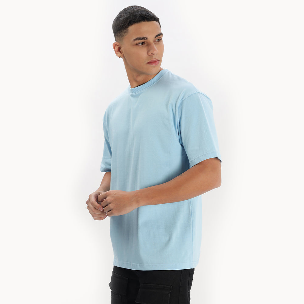 Baby Blue Solid Oversized T-Shirt