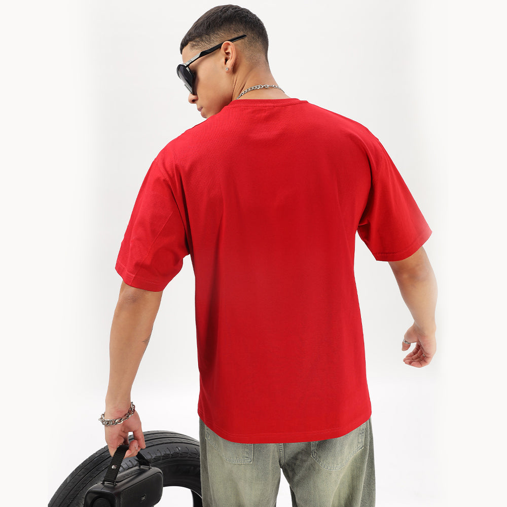 Red Solid Oversized T-Shirt