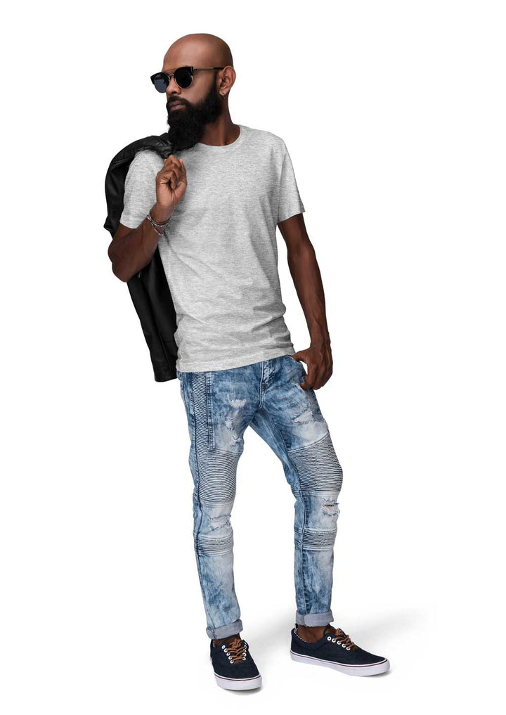 Fully Solid Half Sleeve - Grey Melange T-Shirt - Fully Filmy