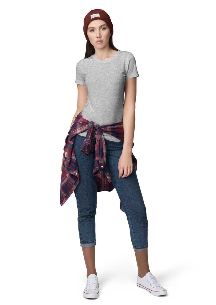 Fully Solid Half Sleeve - Grey Melange T-Shirt - Fully Filmy