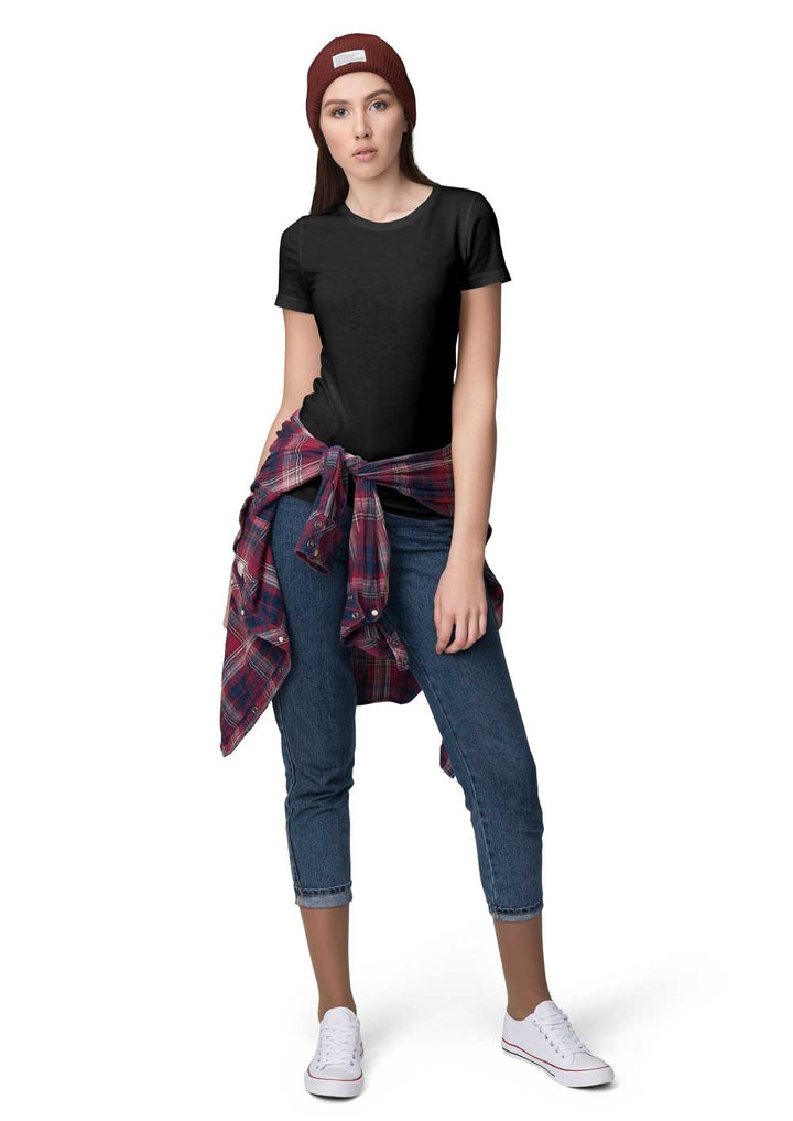 Fully Solid Half Sleeve - Black T-Shirt - Fully Filmy